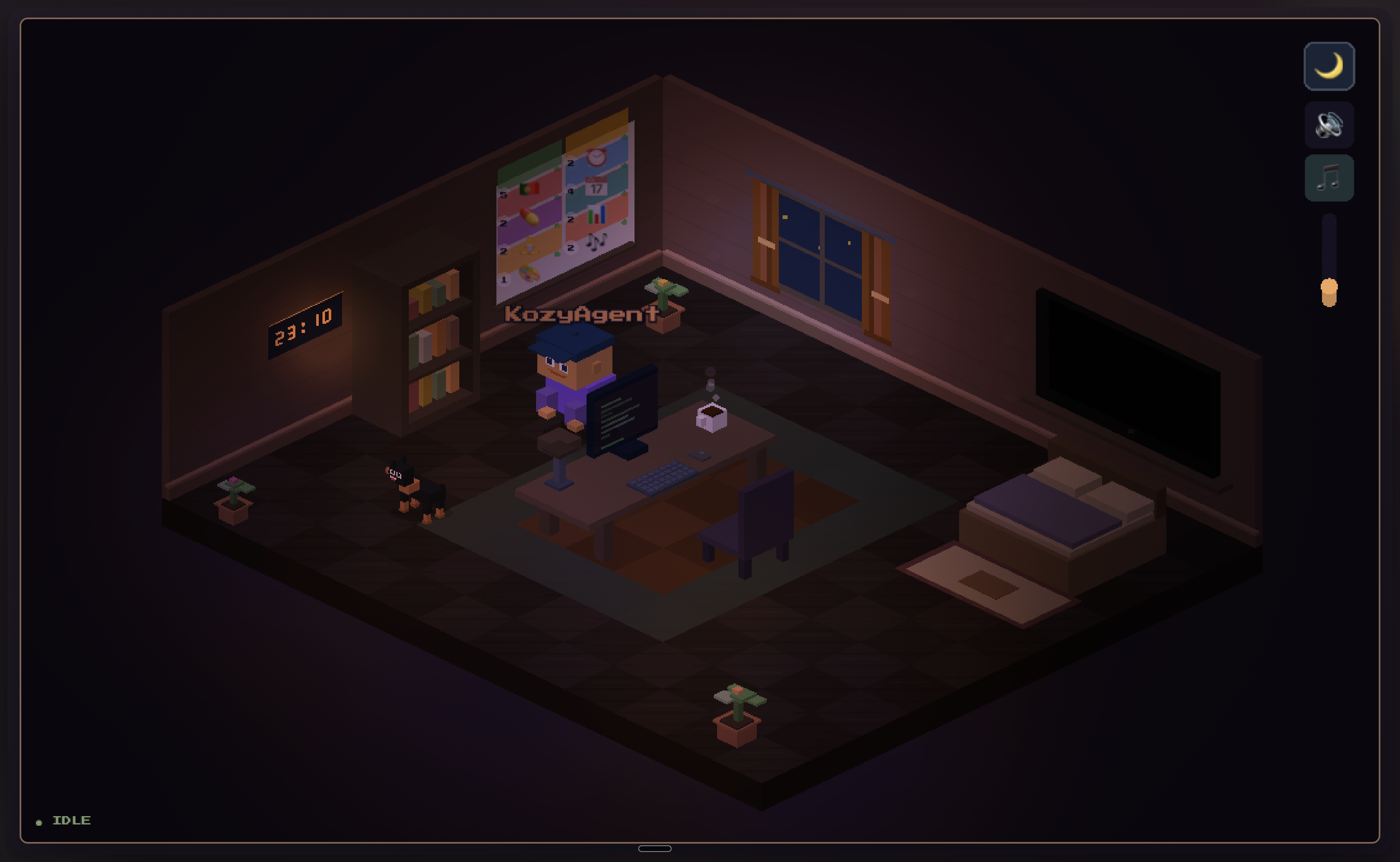 KozyAgent — cozy night mode with ambient lighting