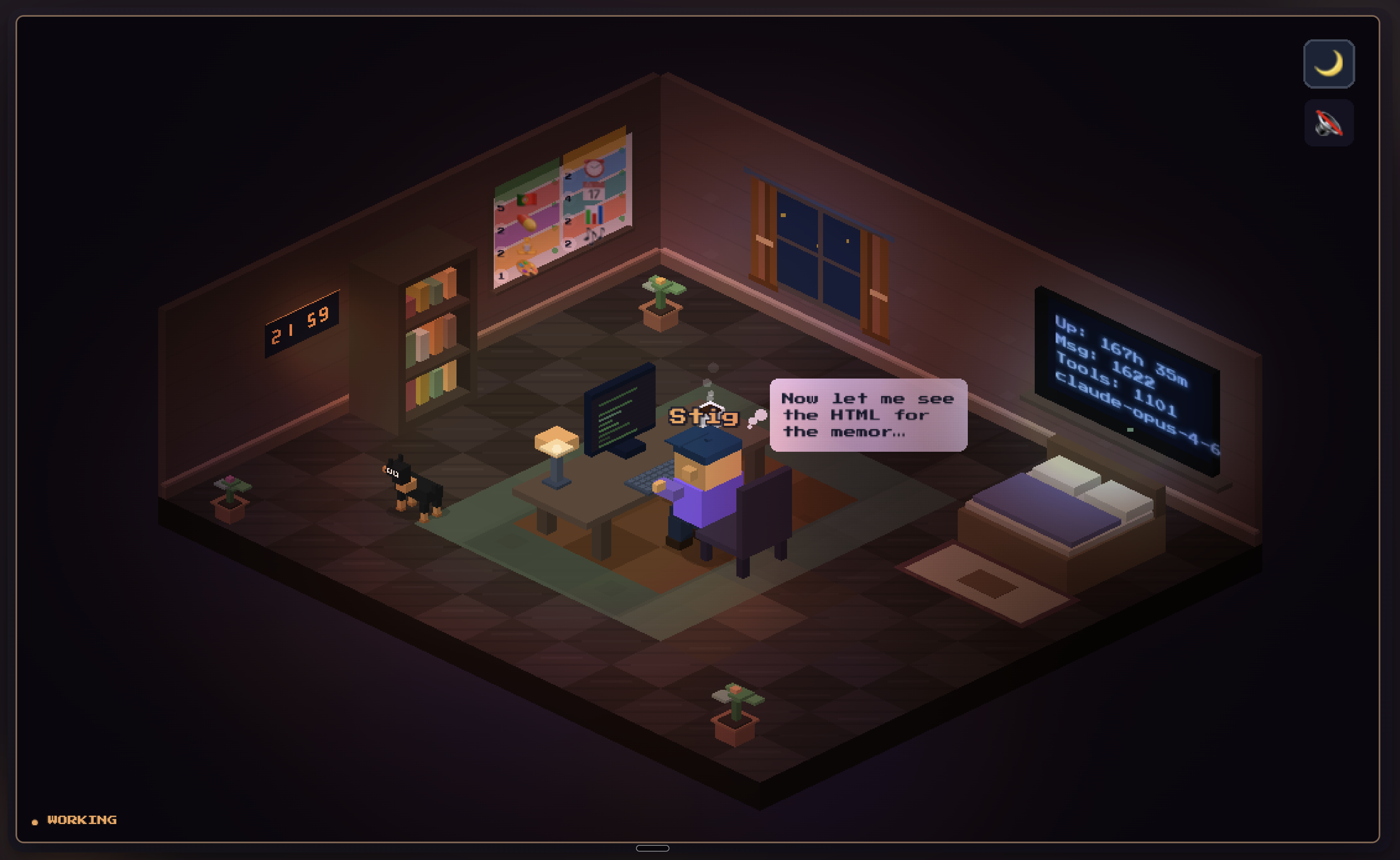 KozyAgent — agent working at desk